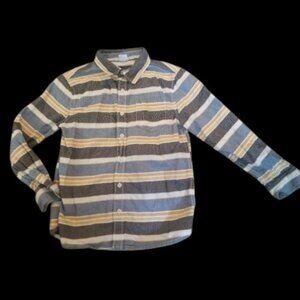 GYMBOREE Gray and Blue Striped Button Front Shirt Boys Size 7-8